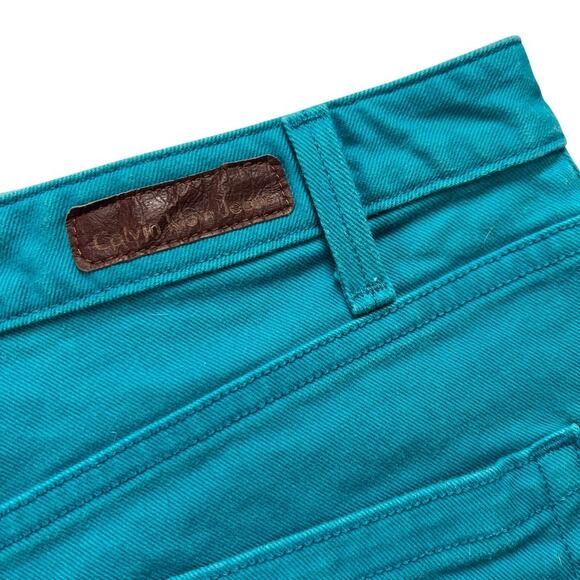Calvin Klein Jeans Shorts Teal Colored Denim Mid Rise Women's 14 Size 32 Waist - Picture 9 of 11